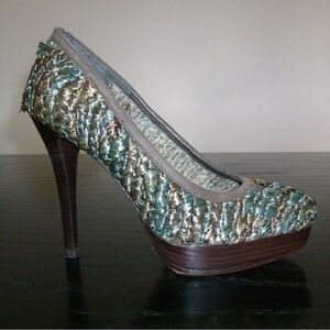 Stuart Weitzman Fairycore Natural Raffia Swoon Platform Heel Size 9.5